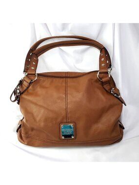 Relic Brand Collection Womens Brown Faux Leather Studded Shoulder Bag 15"x10"